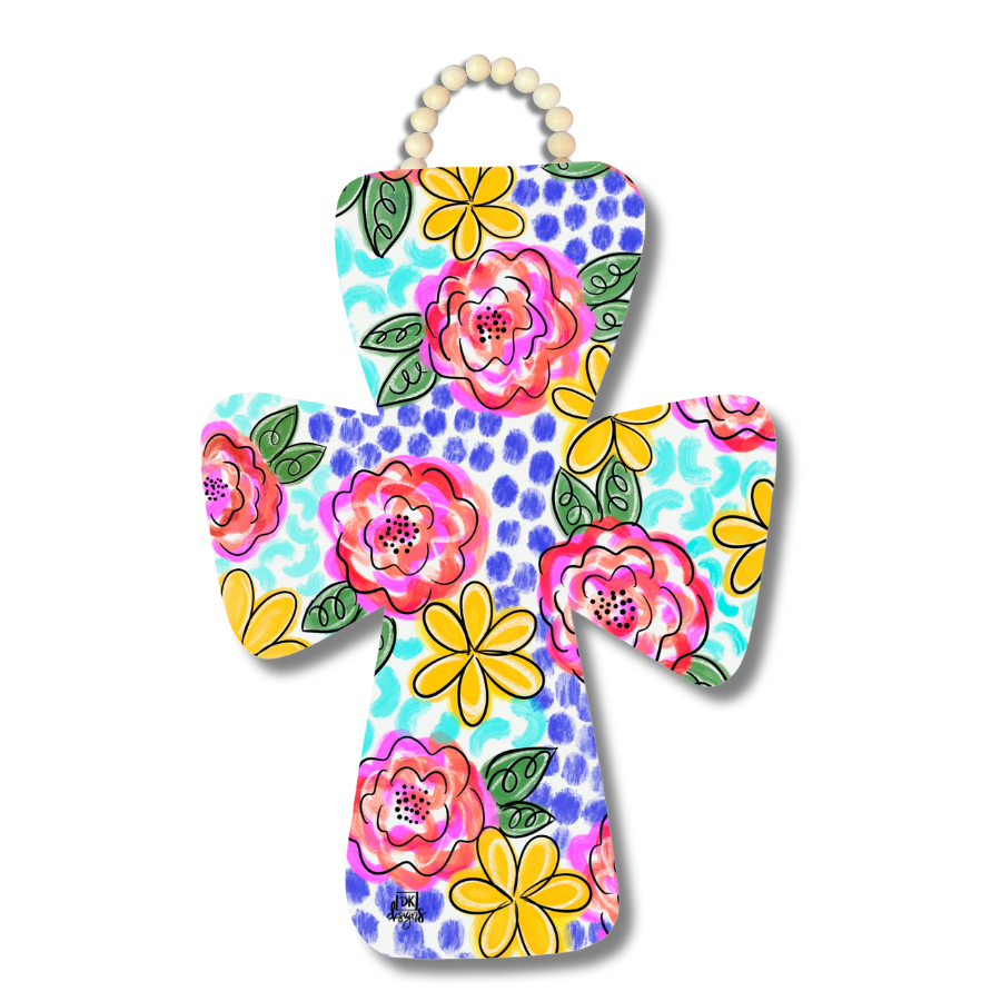 Door Hanger - Floral Cross