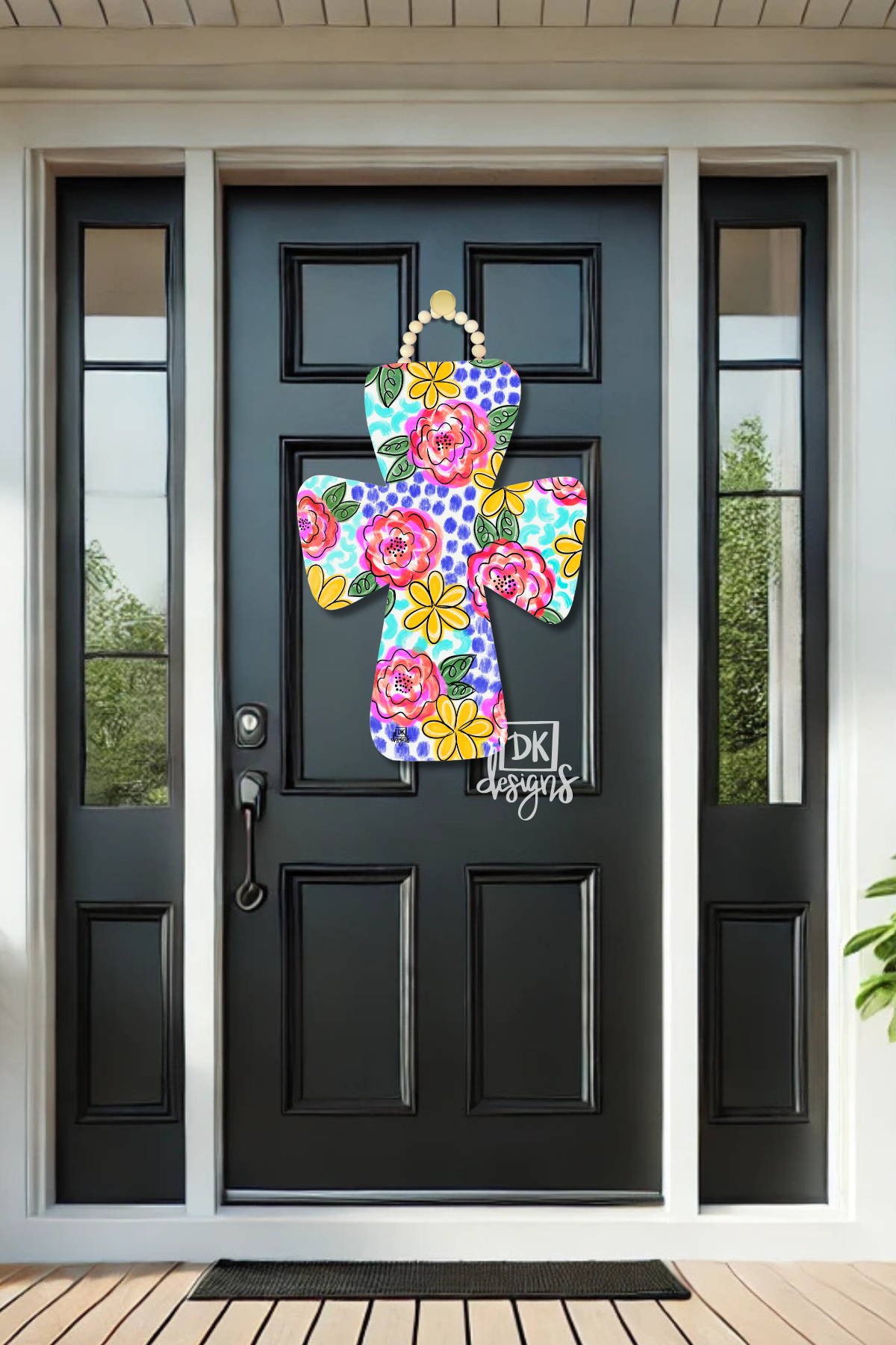 Door Hanger - Floral Cross
