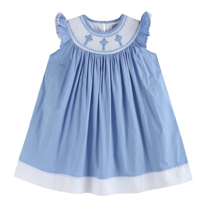 Blue Crosses Smocked Dress