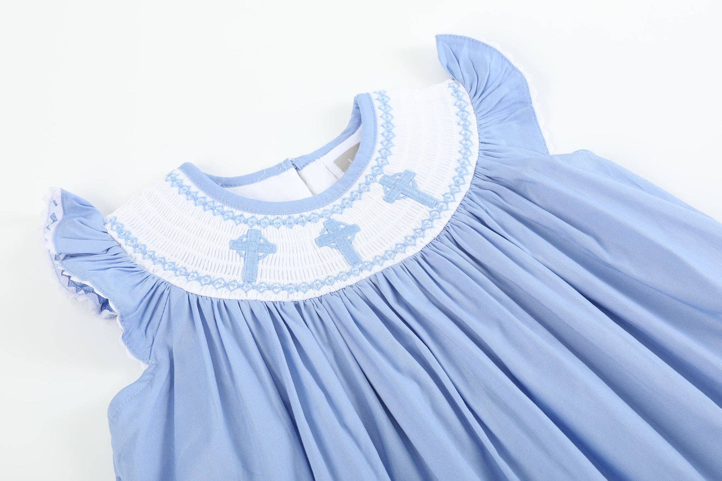 Blue Crosses Smocked Dress