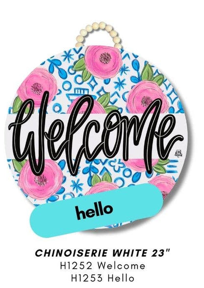 Door Hanger - Welcome Chinoiserie