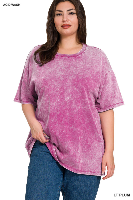 Plus Washed Short-Sleeve Top