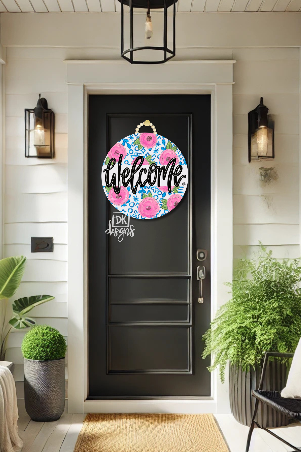 Door Hanger - Welcome Chinoiserie